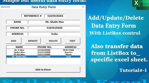 Add/Update & Delete in Data Entry Form with List Box Control using VBA.