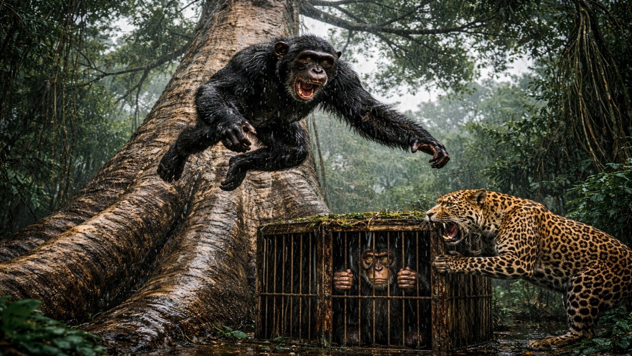 The Baby Suffered in a Cage for Days — A Mother Chimpanzee Risked Everything When a Leopard Attacked