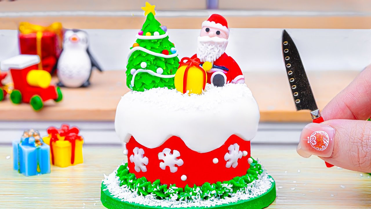 Идеальный миниатюрный рождественский торт 🎄 Удивительные идеи миниатюрных праздничных тортов 🎄🎅 К...