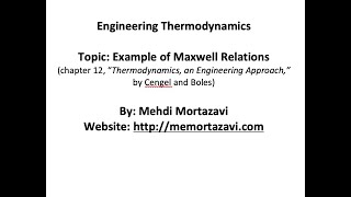 Example of Maxwell Relations (video 6-updated)