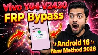 Vivo Y04 V2430 FRP Bypass ✨Android 16  ✨ New Method 2026