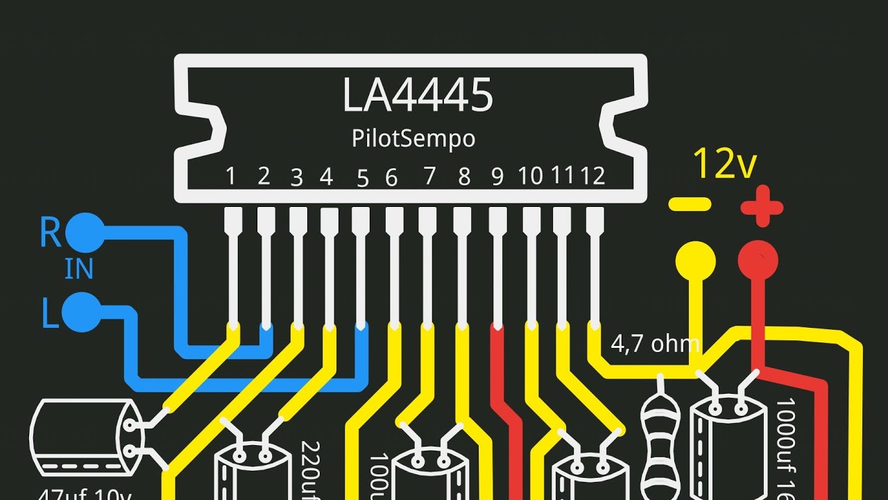 LA4445 amplifier sensitif in audio input - YouTube
