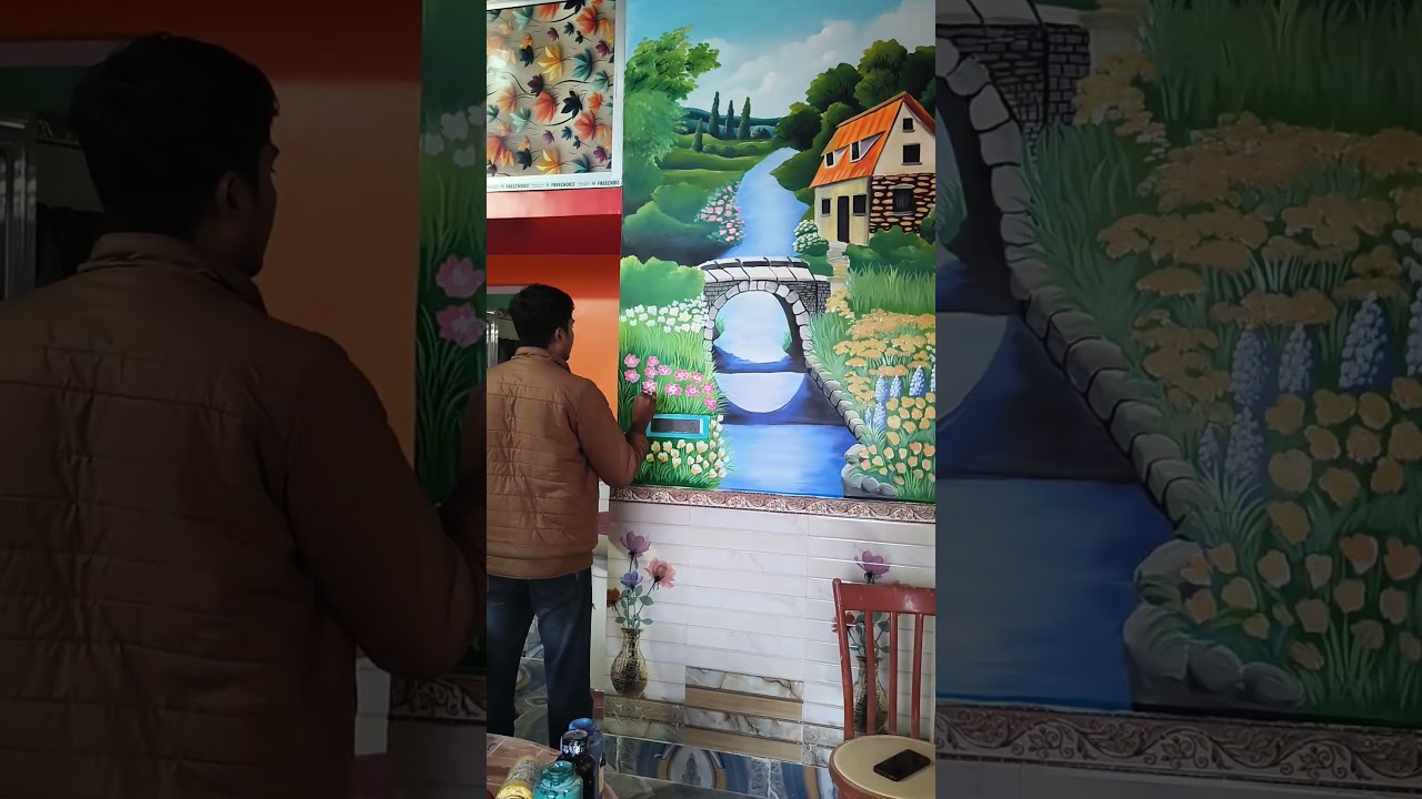 landscape wall painting 🖌️🌹❤️ 