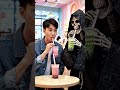 drinking bubble coffee with skeleton #cute #funny