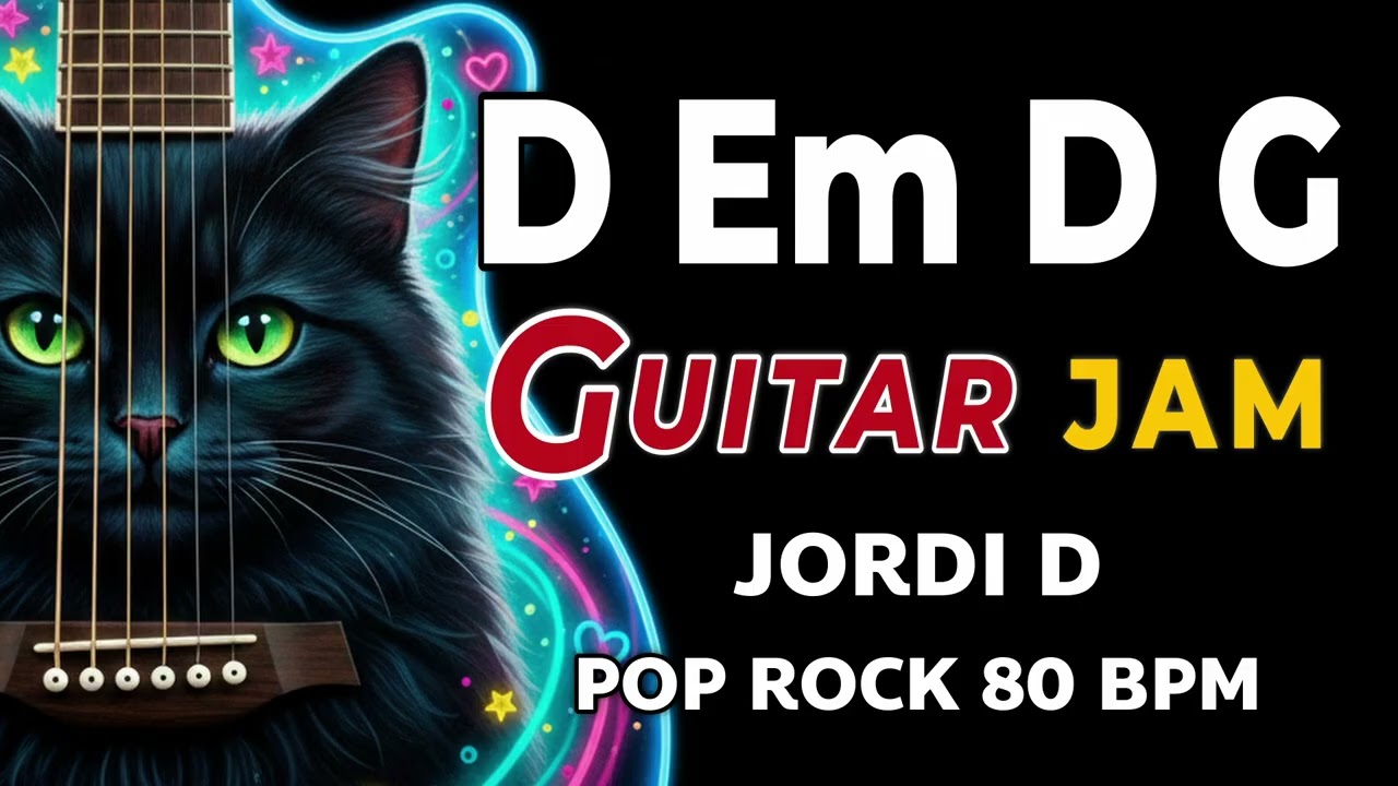 D Em D G Backing Track | 80 BPM | D Major Jam Track | Pop Rock Guitar Practice