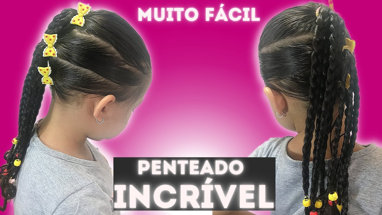 Penteado Infantil fácil com ligas, Easy hairstyle with rubber band for  girl, Coiffures simples, Penteado Infantil fácil com ligas. Easy  hairstyle with rubber band for girl. Coiffures simples.