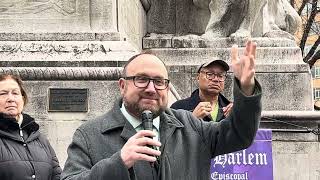 Rabbis Jill Jacobs & Jason Klein at the Multifaith Monday Gathering, Columbus Circle, March 17, 2025