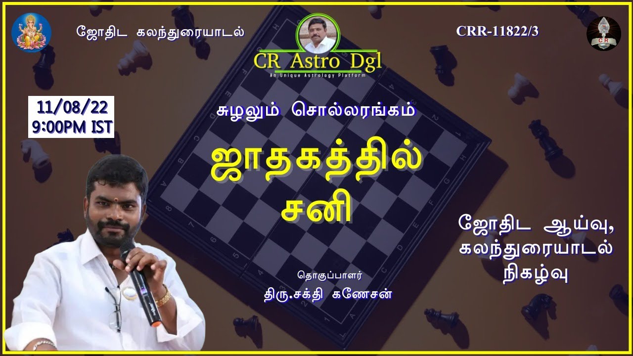 CR astro dgl | சுழலும் சொல்லரங்கம் | தலைப்பு : ஜாதகத்தில் சனி!