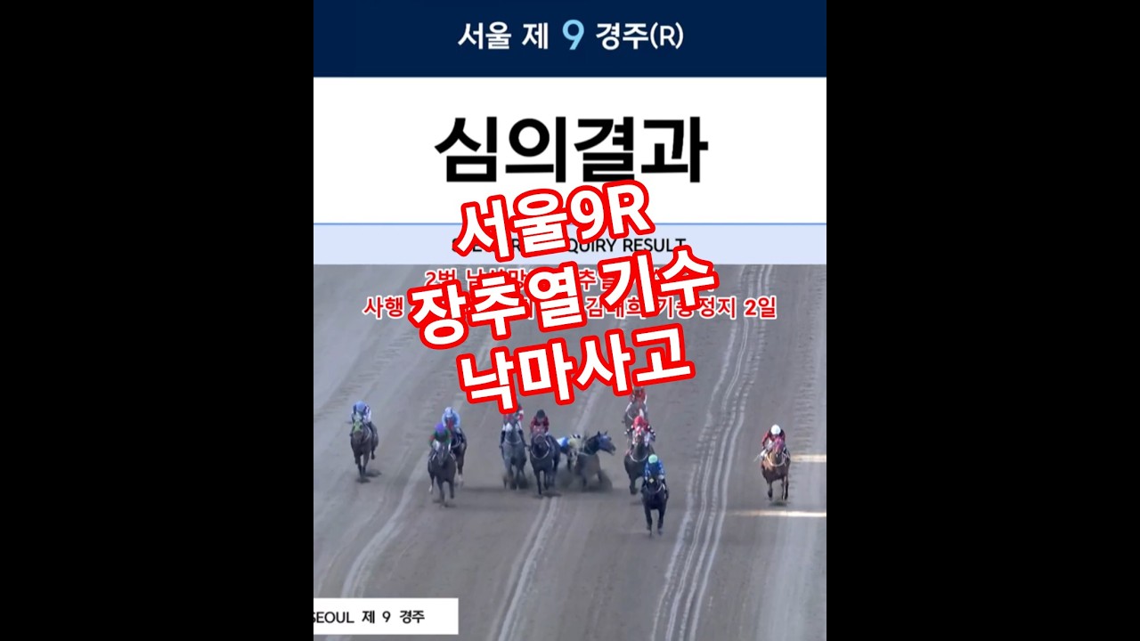 5/10 서울경마장 9R 장추열 기수 낙마 사고, 김태희 기승정지 2일! 삼쌍승식 패턴 분석