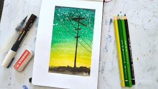 How to use watercolor pencils galaxy tutorial