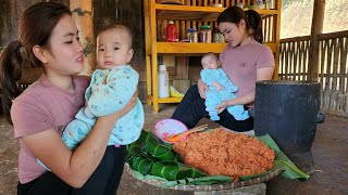 Harvesting Gac fruit & Making Gac sticky rice Go market to sell - Cook Steamed Chicken with Salt