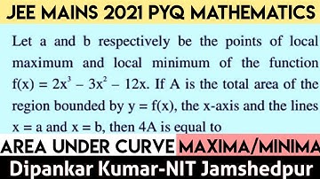 Area Under Curve Jee Mains PYQ 2021🔥|  Area Under Curve Jee Mains Previous year Question.