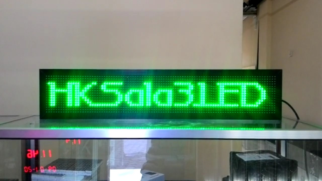 Running Text Hijau 20x100cm Wifi Outdoor