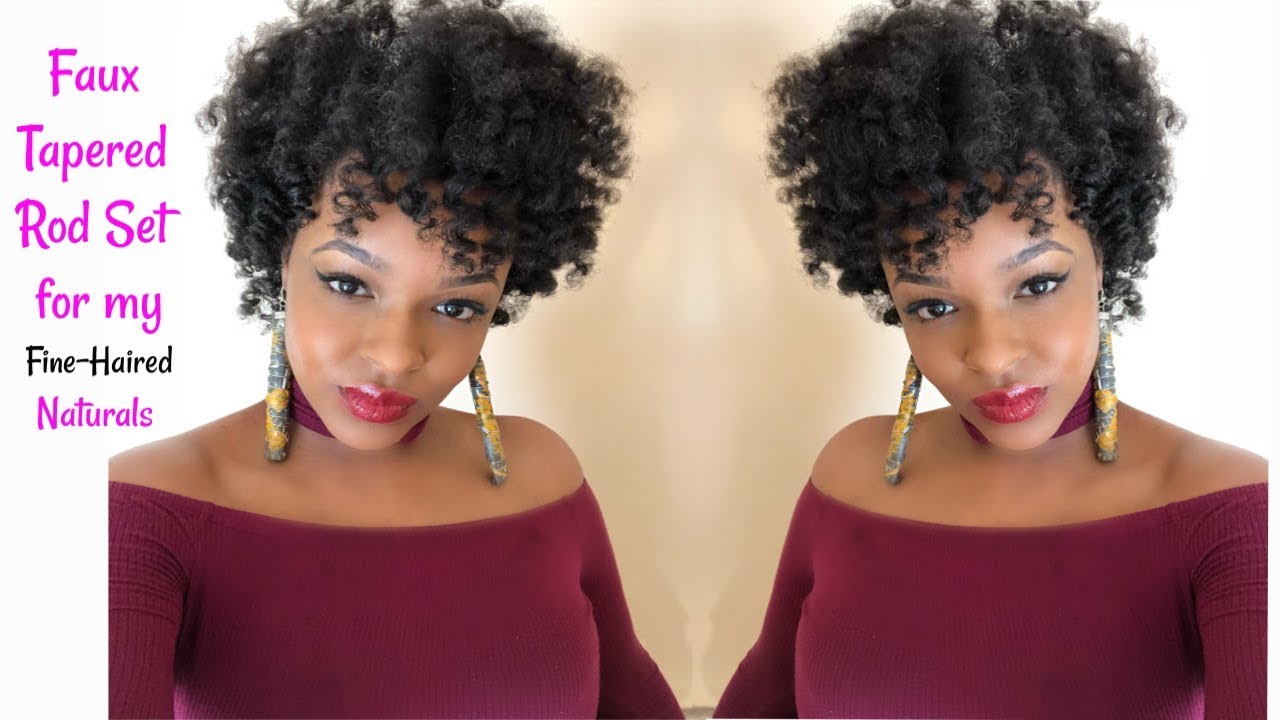 Faux Tapered Natural Hairstyle Fine Natural Hair Rod Set Youtube