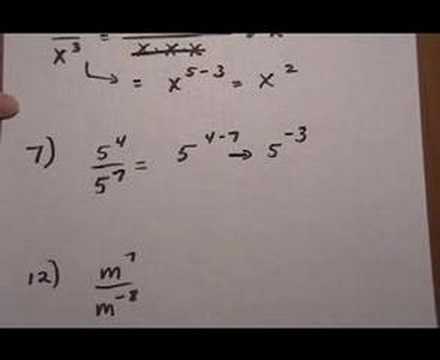 simplify exponential expressions, quotient rule