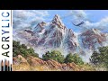 Еagle in the mountain. How to paint landscape 🎨ACRYLIC tutorial DEMO