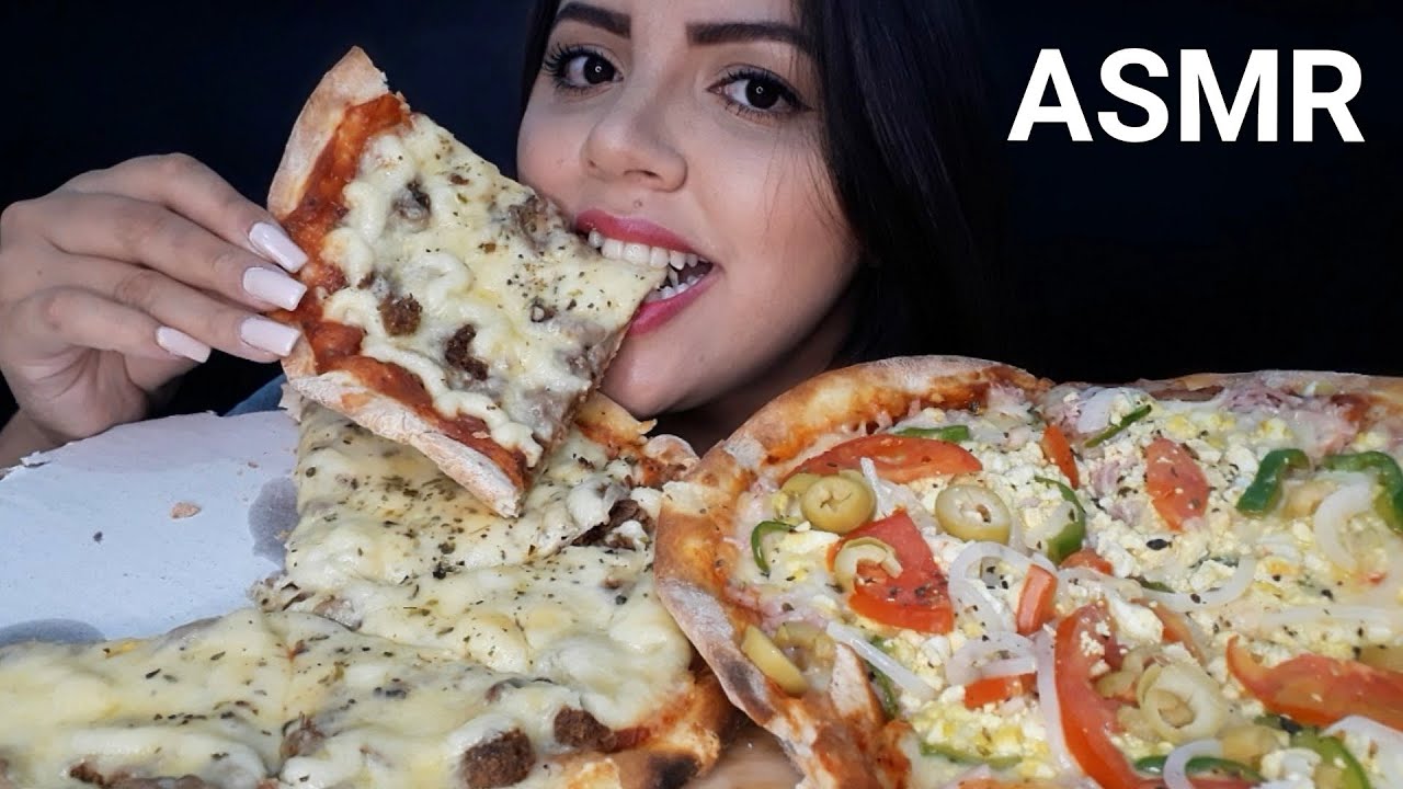 ASMR COMIDA - PIZZA DE CARNE SECA E PORTUGUESA (MUKBANG) SONS DE MASTIGAÇÃO