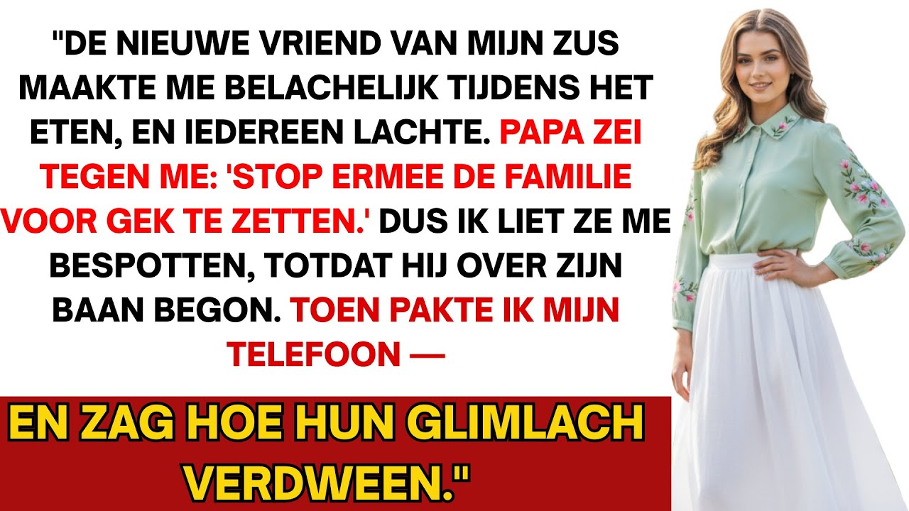 De nieuwe vriend van mijn zus bespotte me tijdens het diner—iedereen lachte... totdat ze doorhadden.