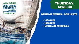 2026 USMS Spring Nationals | Day 1 - Thursday, April 30 | Odd Heats