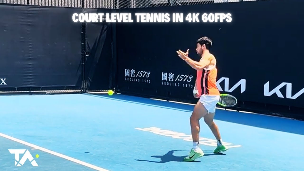 AO26: Carlos Alcaraz: Court Level Groundstrokes 4K 60FPS!