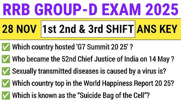 RRB Group D 1st 2nd & 3rd Shift 28 November 2025 Paper | RRB Group D Exam 2025 Paper Analysis GS& CA