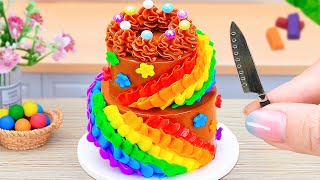 Amazing Rainbow Cake Using Kitkat Chocolate 🌈 Miniature Rainbow Cake Recipe 🍫 Petite Baker Making