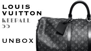 Louis Vuitton ECLIPSE Keepall Bandouliere (Review + Unboxing + Try On) 45  Monogram - Virgil Abloh 