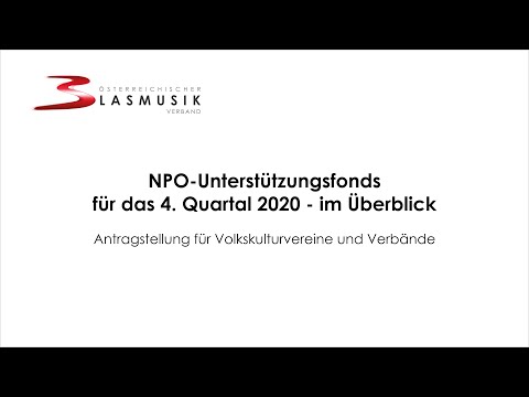 NPO-Unterstützungsfonds für das 4. Quartal 2020 | Antragstellung für Volkskulturvereine und Verbände