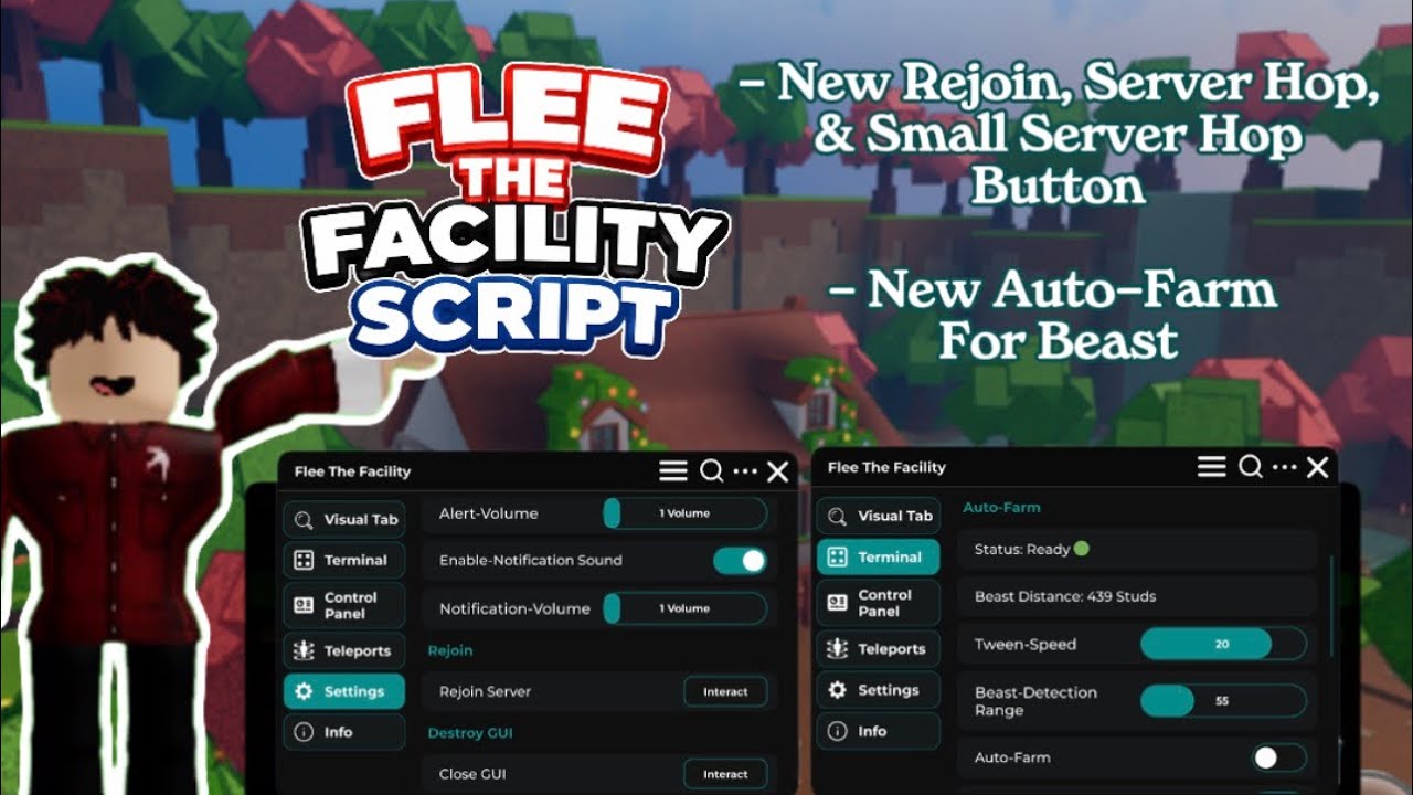 Rejoin Button Flee The Facility Script, New Auto-Farm As A Beast, New 3 Button For ...