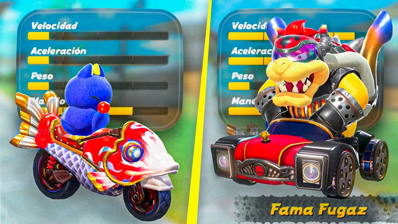 COMBINACIÓN MÁS RAPIDA VS MÁS LENTA EN MARIO KART WORLD!!