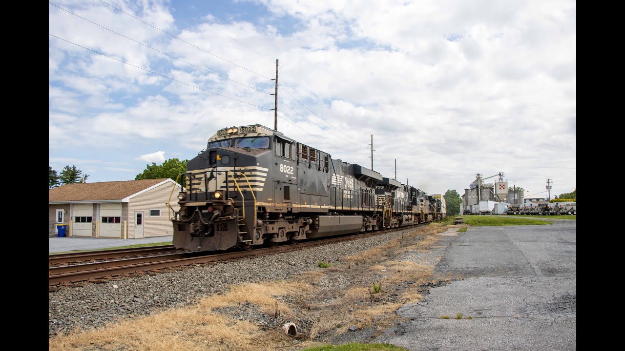 Four Trains Along Norfolk Southern's Harrisburg Line At Richland, Pennsylvania