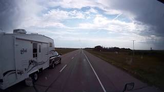 DODGE RAM P-UP TRUCK WITH RV TRLER ACCIDENT (ACTUAL FOOTAGE FROM DASH CAM) 1080P