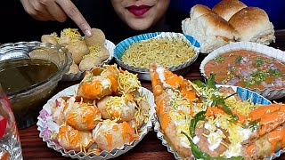 EATING PANIPURI,DAHIPURI, GARLIC MAGGIE, SPICY 🔥 PAVBHAJI &DAHI SAMOSA #steertfood #mukbang #asmr