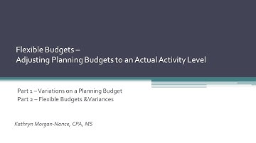 Flexible Budgets - Part 1 (Planning Budgets)