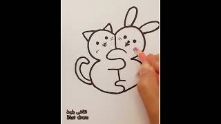 چطور نقاشی گربه و خرگوش بکشیم؟ نقاشی کیوت🤗😍