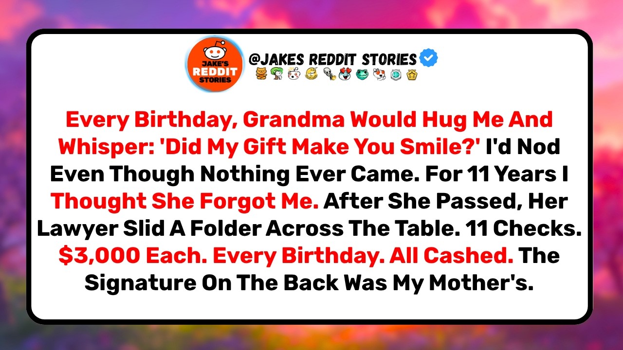 An ordinary Sunday fixing a loose outlet in my mother's kitchen turned into the moment I confronted her about eleven stolen birthday checks. I sat across from her, copies of my grandmother's...