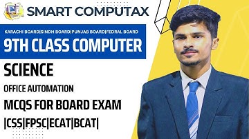 9th Class Computer Science MCQs Office Automation For EXAM CSS Aptitude ECAT BCAT #presentationnigh