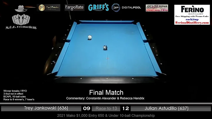 FINAL 3!  $28,000 to the winner!  2021 Mako $1,000 entry 650 & under 10-ball Championship