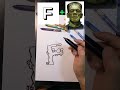 Get Creative: Transforming the Letter 'F' into a Spooky Frankenstein Monster Character #shorts