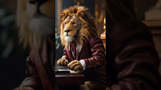 A Lion In A Jacket Plays The Piano