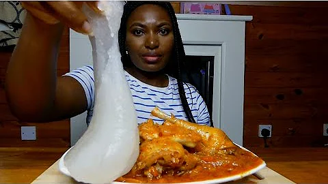 Asmr mukbang spicy chicken pepper soup with starch fufu