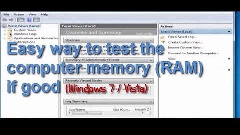 How to test computer memory (Windows 7/Vista)
