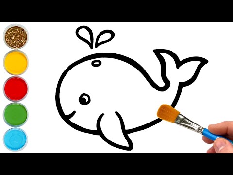 Blue Whale Drawing, Painting, Coloring for Toddlers & Kids | How to Draw and Paint Basics