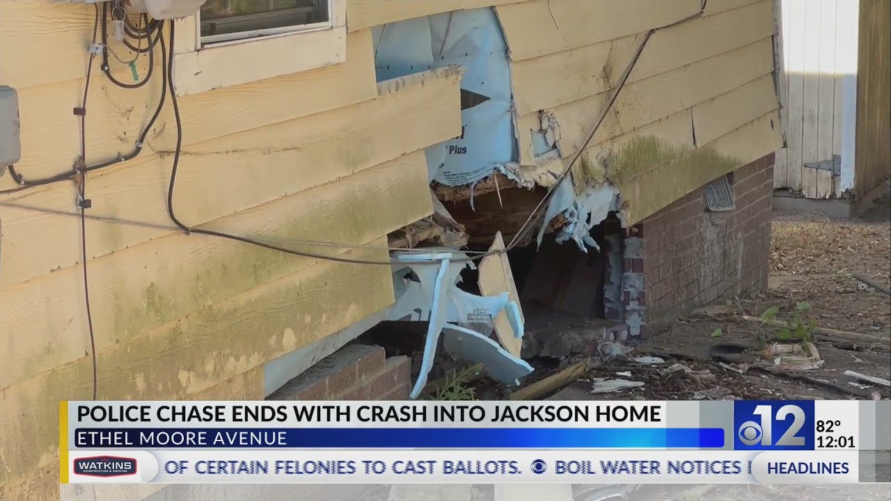 Two arrested after Jackson chase ends in car crashing into home - YouTube