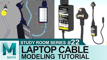 Laptop Power Cable  Modeling Tutorial in Autodesk Maya 2017 | Beginners 3D | Study Room Series #22