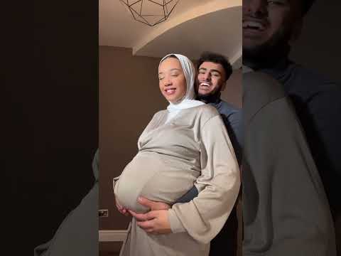 9 Months Pregnant 😨 #pregnancy #muslim #couple #shorts