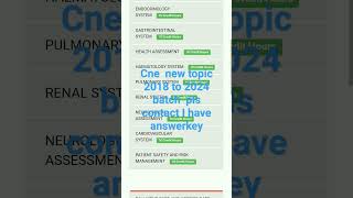 Cne 2018 to2024 i have answer key pls contact pls commented about this topics