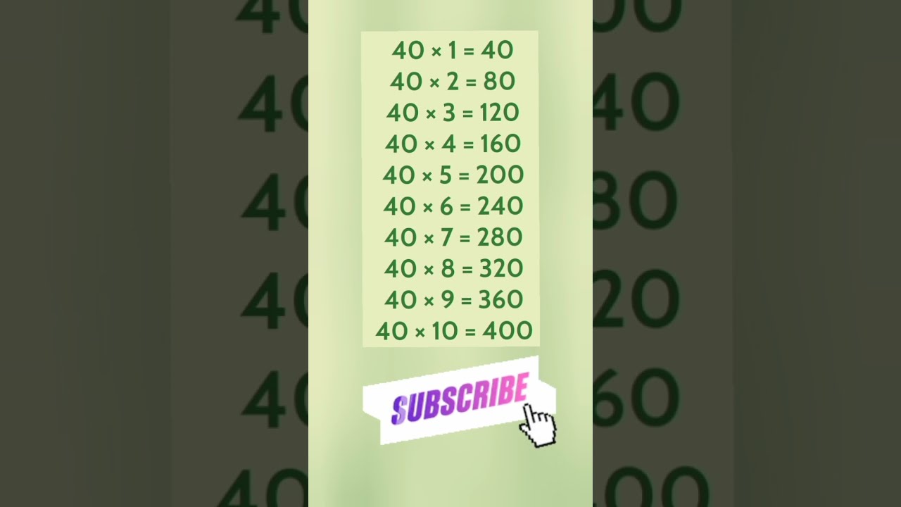 Table Of 40 Multiplication Ka Pahada Maths Shorts