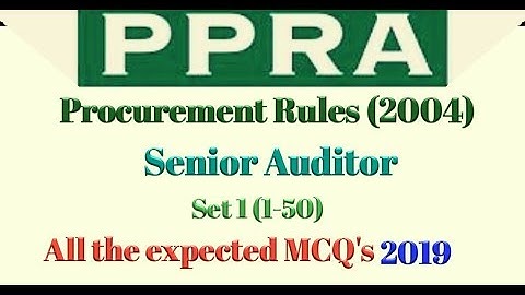Senior Auditor || Public Procurement Rules 2004 || MCQ