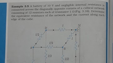 A battery of 10 V and negligible internal resistance is connected across the diagonally opposite cor